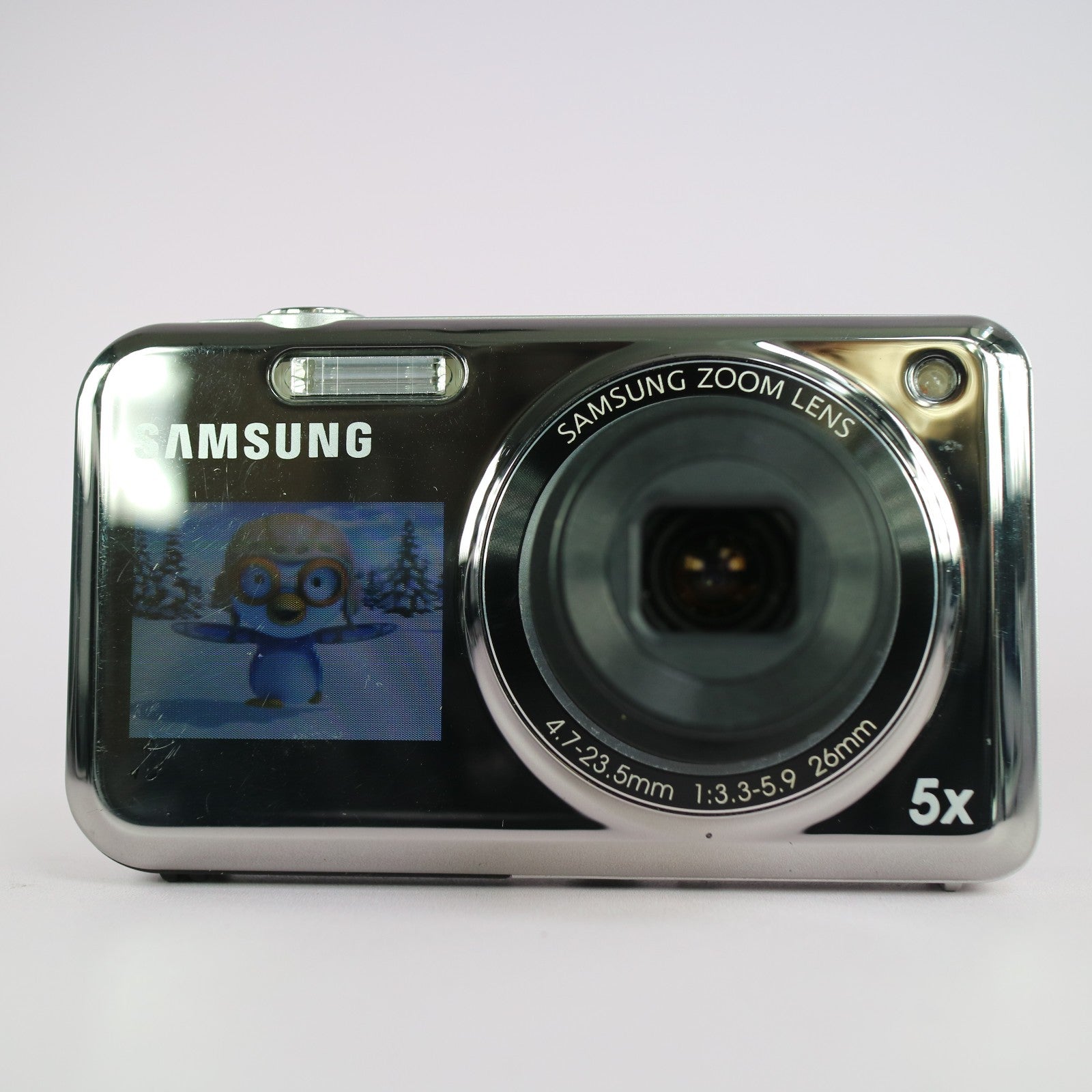 Samsung Digital Camera PL120 14.2MP Selfie Screen Silver Tested Full Working Set