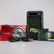 Panasonic Digital Camera Lumix DMC-FS16 14.1MP Red Tested Full Working Set