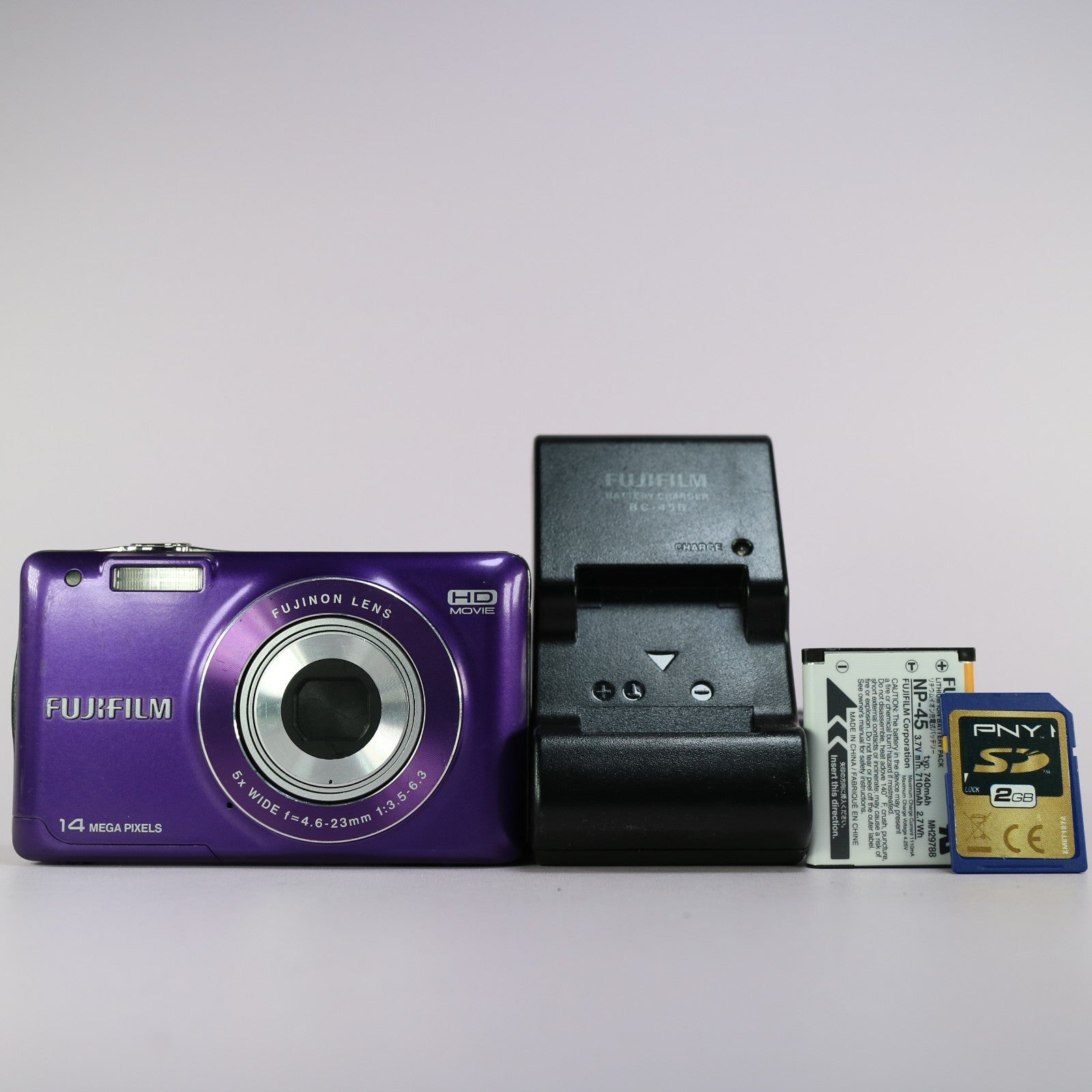 Fujifilm Digital Camera FinePix JX500 14.0MP Purple Tested Full Working Set