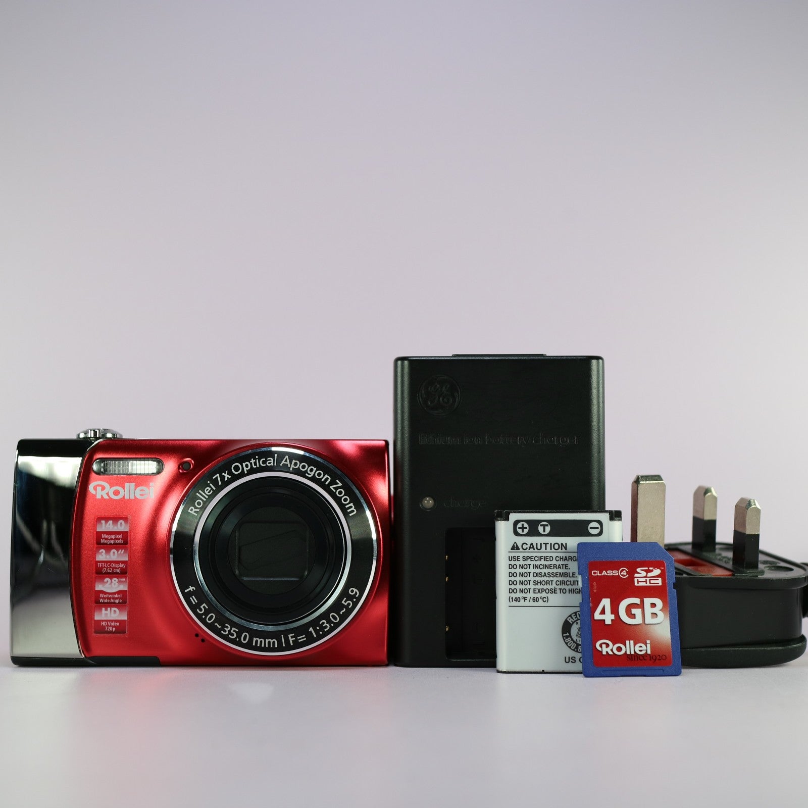 Rollei Digital Camera PowerFlex 470 14.0MP Red Tested Full Working Set