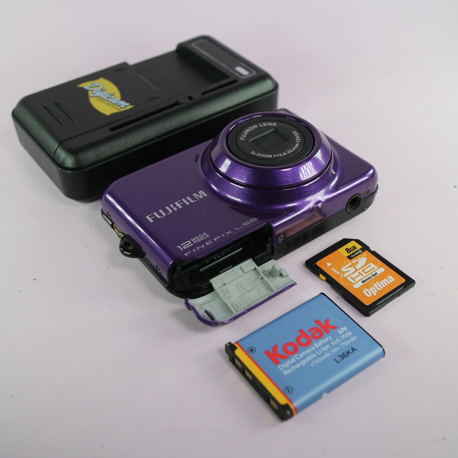 Fujifilm Digital Camera FinePix L55 12.0MP Purple Tested Full Working Set