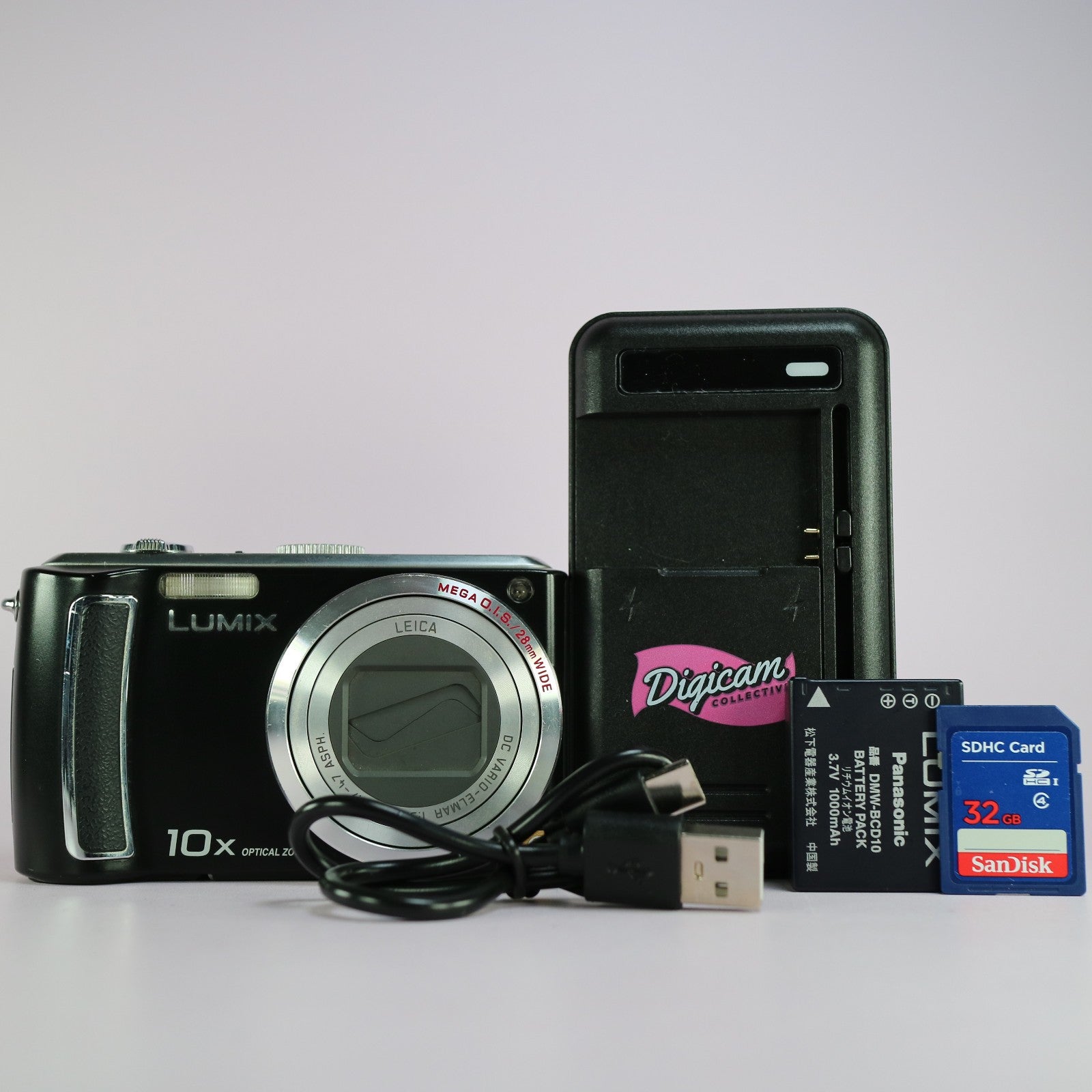 Panasonic Digital Camera Lumix DMC-TZ5 9.0MP Black Tested Full Working Set