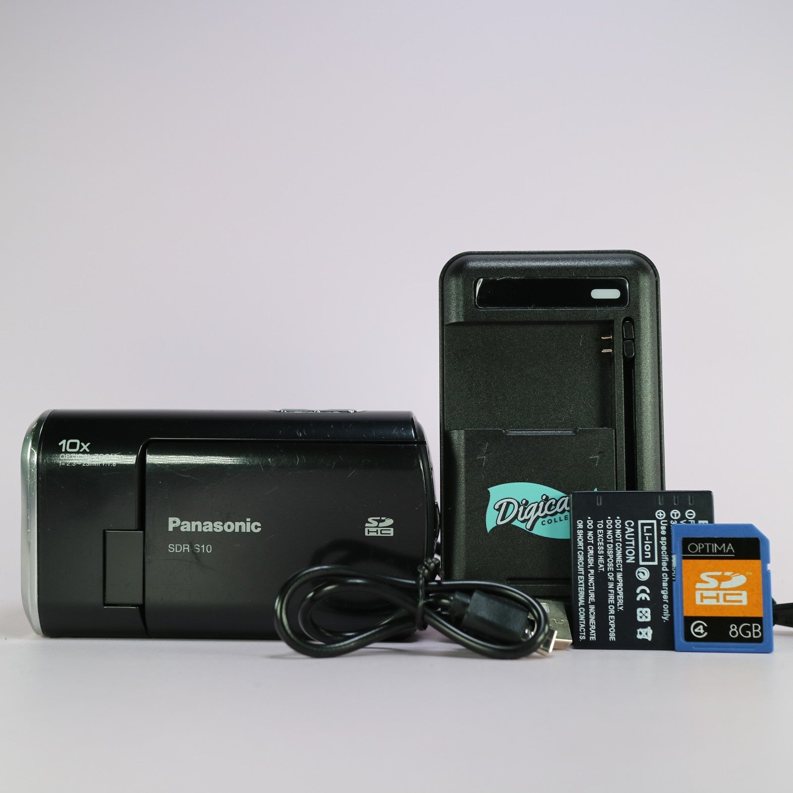 Panasonic SDR-S10 Handheld Digital Camcorder Black Tested Full Working Set