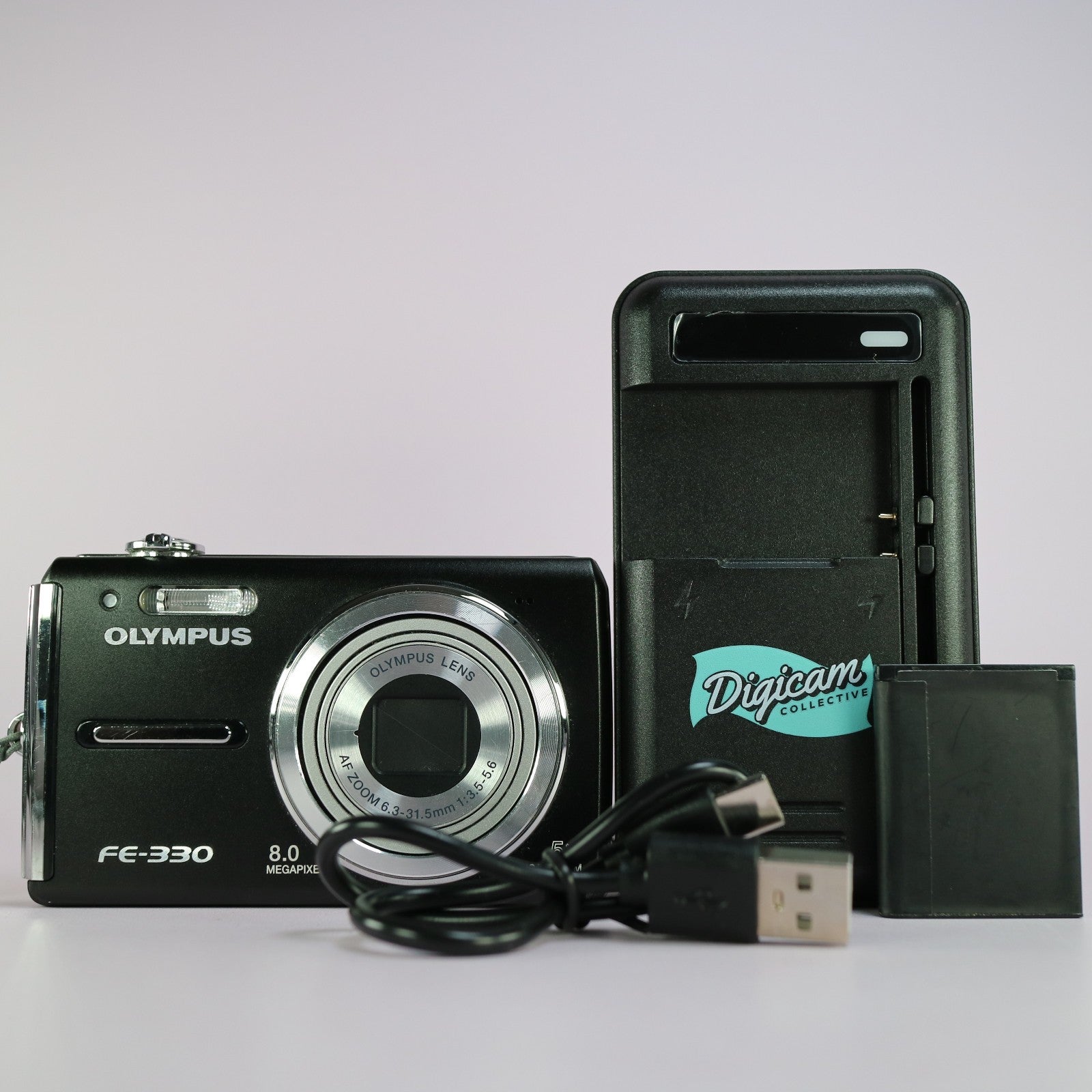 Olympus Digital Camera FE-330 8.0MP Black Tested Full Set