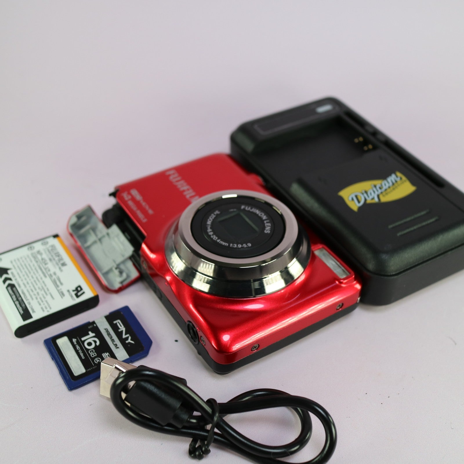 Fujifilm Digital Camera FinePix JV500 14.0MP Red Tested Full Working Set