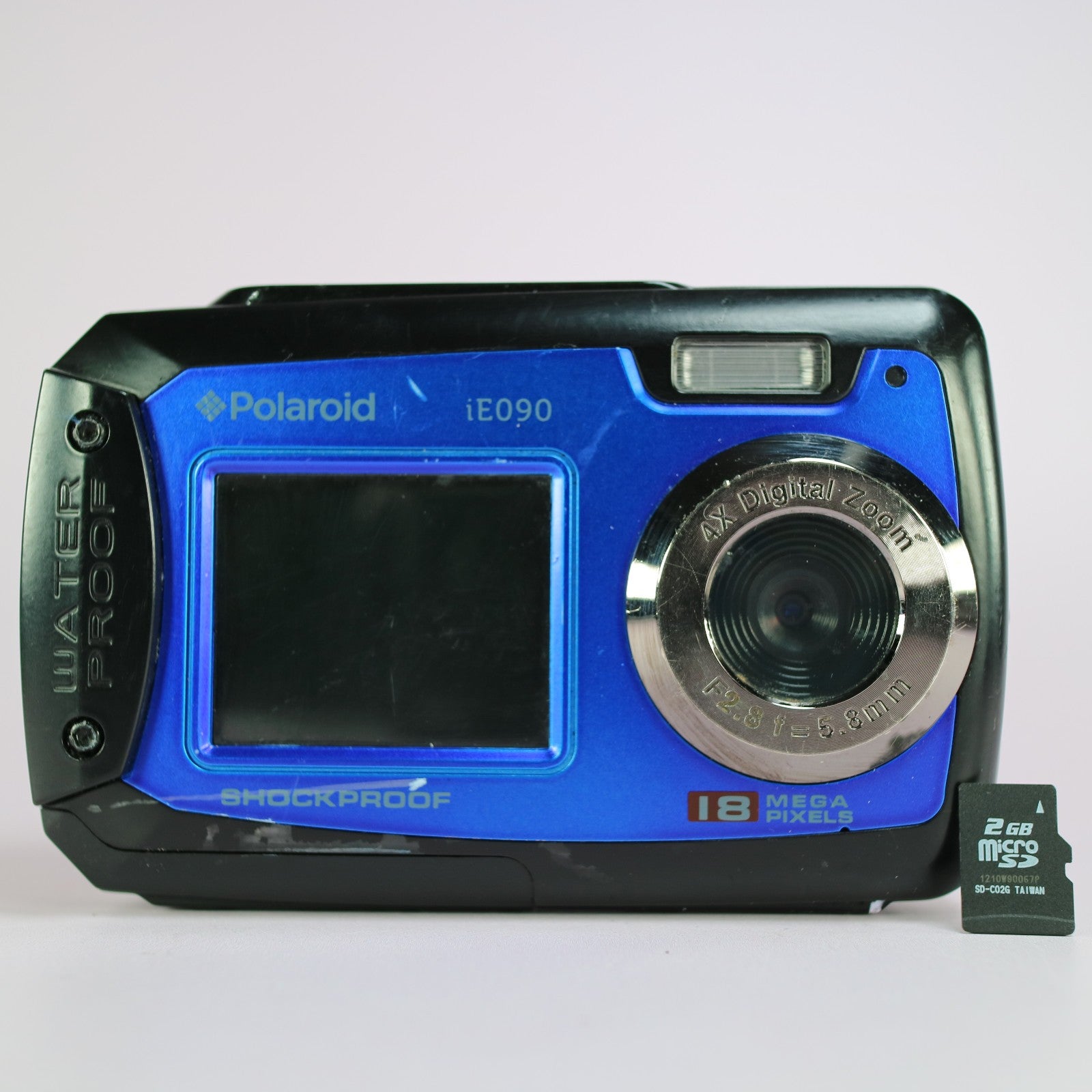 Polaroid Digital Camera iE090 18.0MP Underwater Selfie Screen Blue Tested