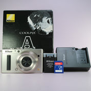 Nikon Coolpix A DX 16.2MP Digital Camera Silver Tested Full Working Set - Mint