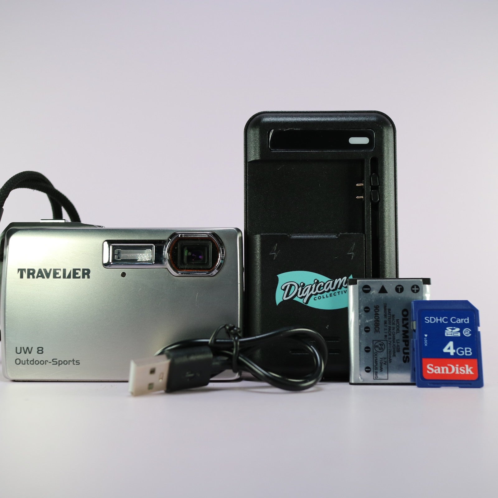 Traveler Digital Camera UW 8 8.0MP Underwater Silver Tested Full Working Set