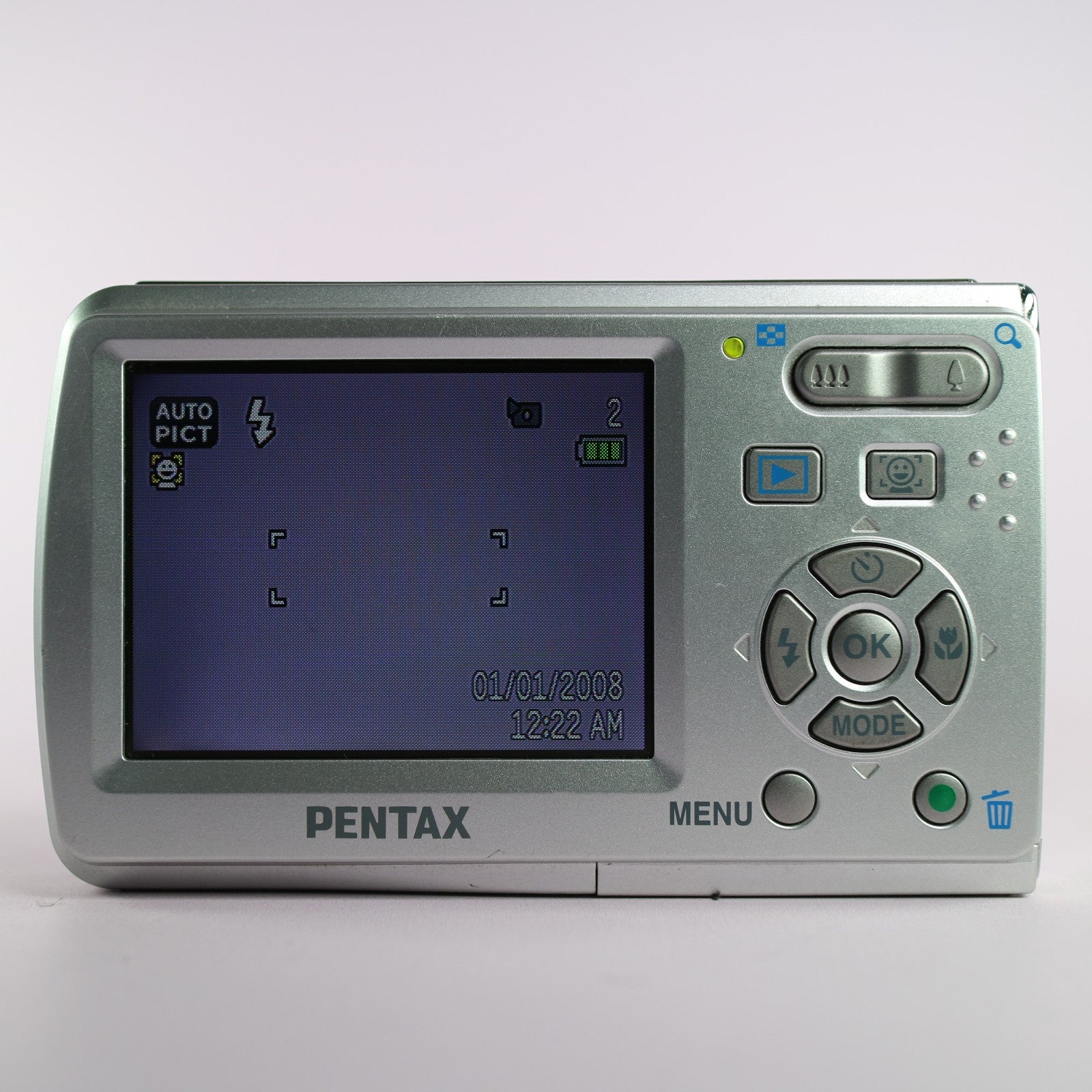 Pentax Digital Camera Optio E60 10.1MP Silver Tested