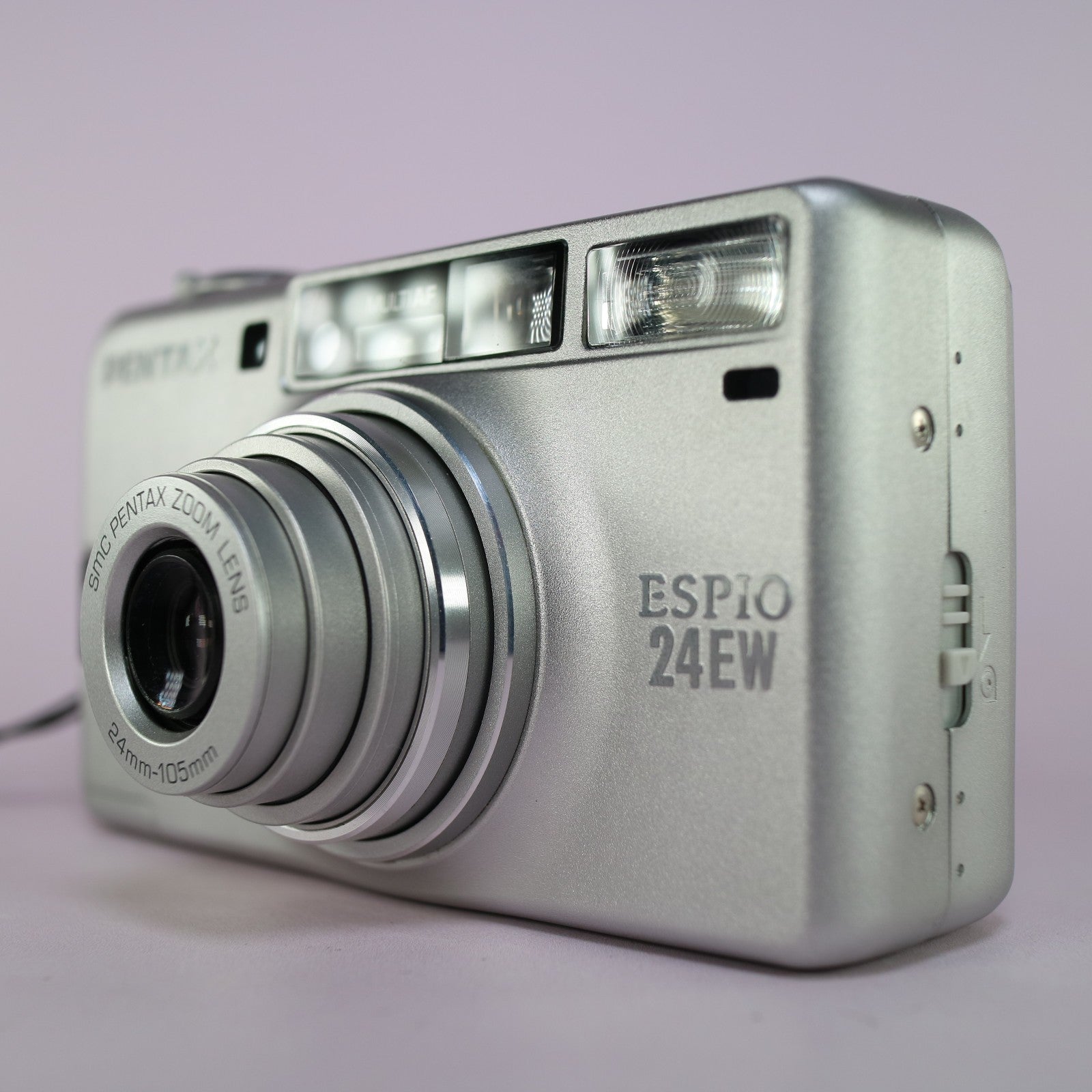 Pentax Espio 24EW (Extra Wide) 35mm Film Point and Shoot Camera Silver Tested