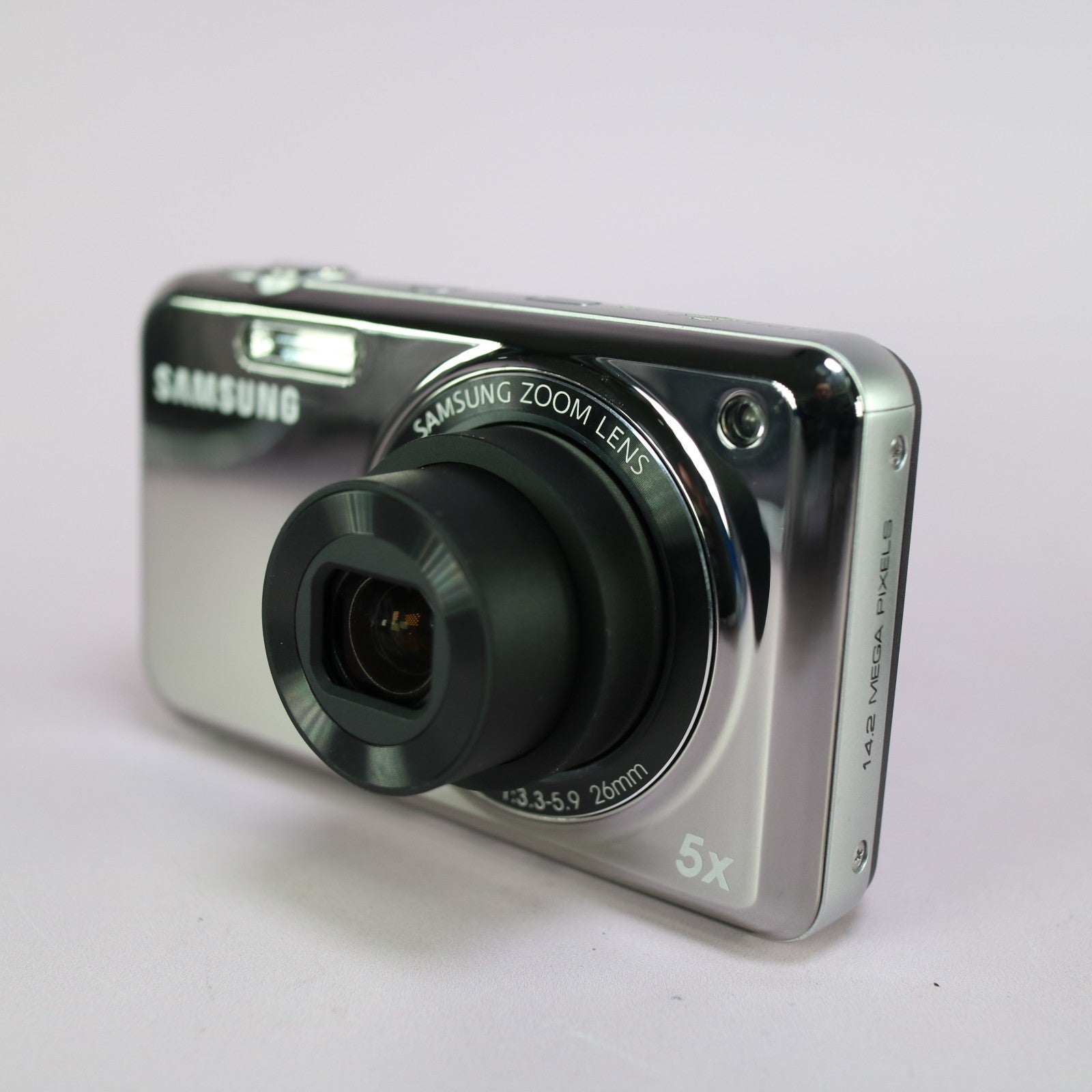 Samsung Digital Camera PL120 14.2MP Selfie Screen Silver Tested Full Working Set