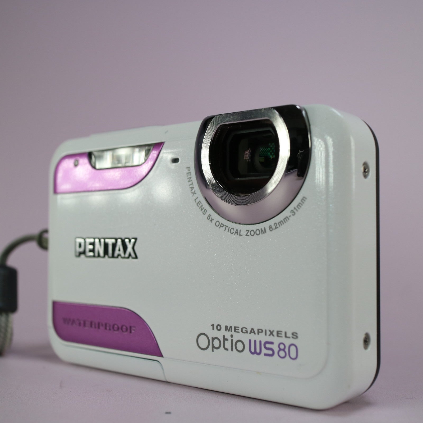 Pentax Underwater Digital Camera Optio WS80 8.0MP White Tested Full Working Set