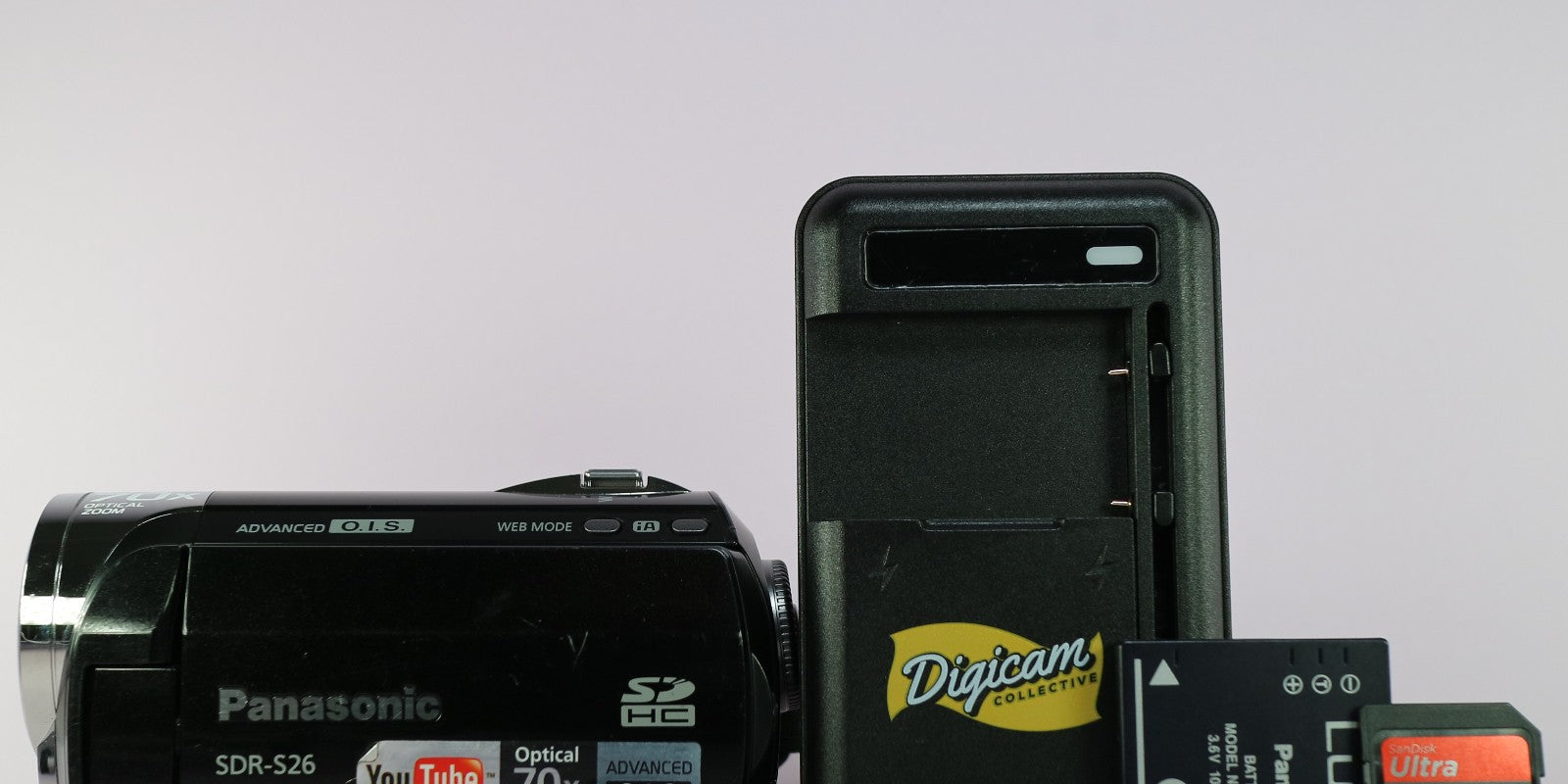 Panasonic SDR-S26 Handheld Digital Camcorder Black Tested Full Working Set