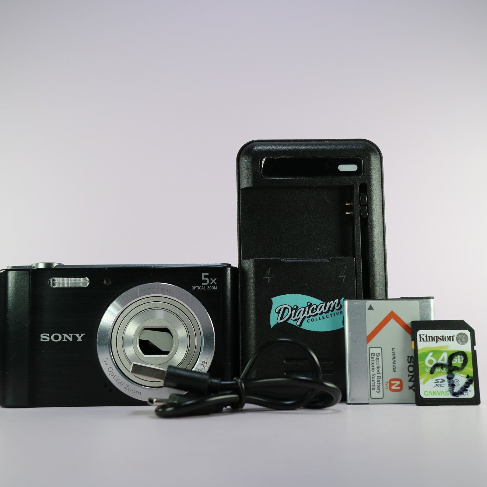 Sony Digital Camera Cybershot DSC-W800 20.1MP Black Tested Full Working Set