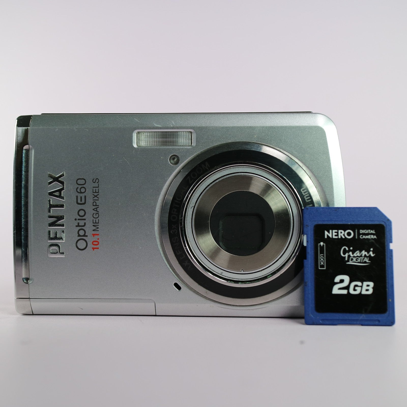 Pentax Digital Camera Optio E60 10.1MP Silver Tested