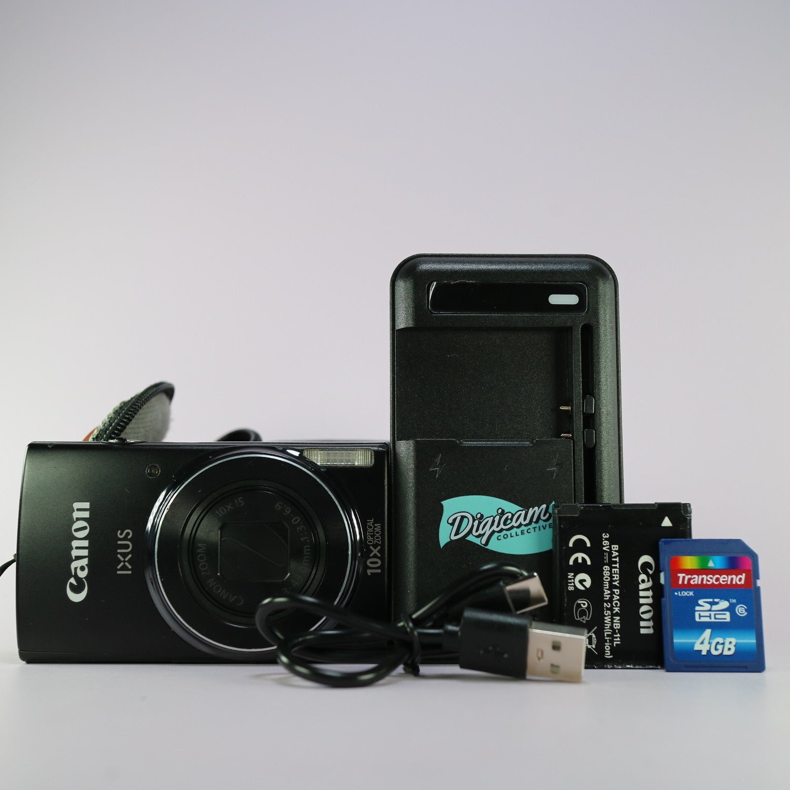 Canon Digital Camera IXUS 155 20.1MP Black Tested Full Working Set