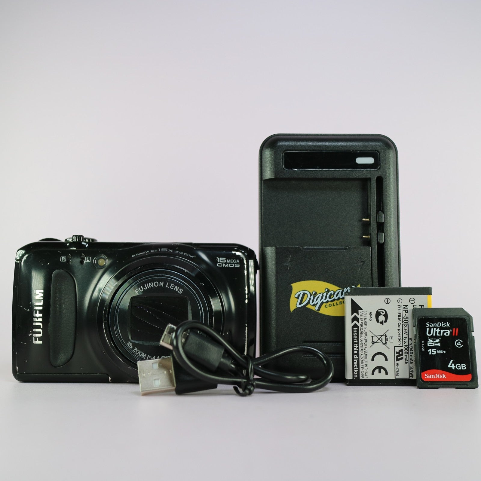 Fujifilm Digital Camera FinePix F660 EXR 16.0MP Black Tested Full Working Set