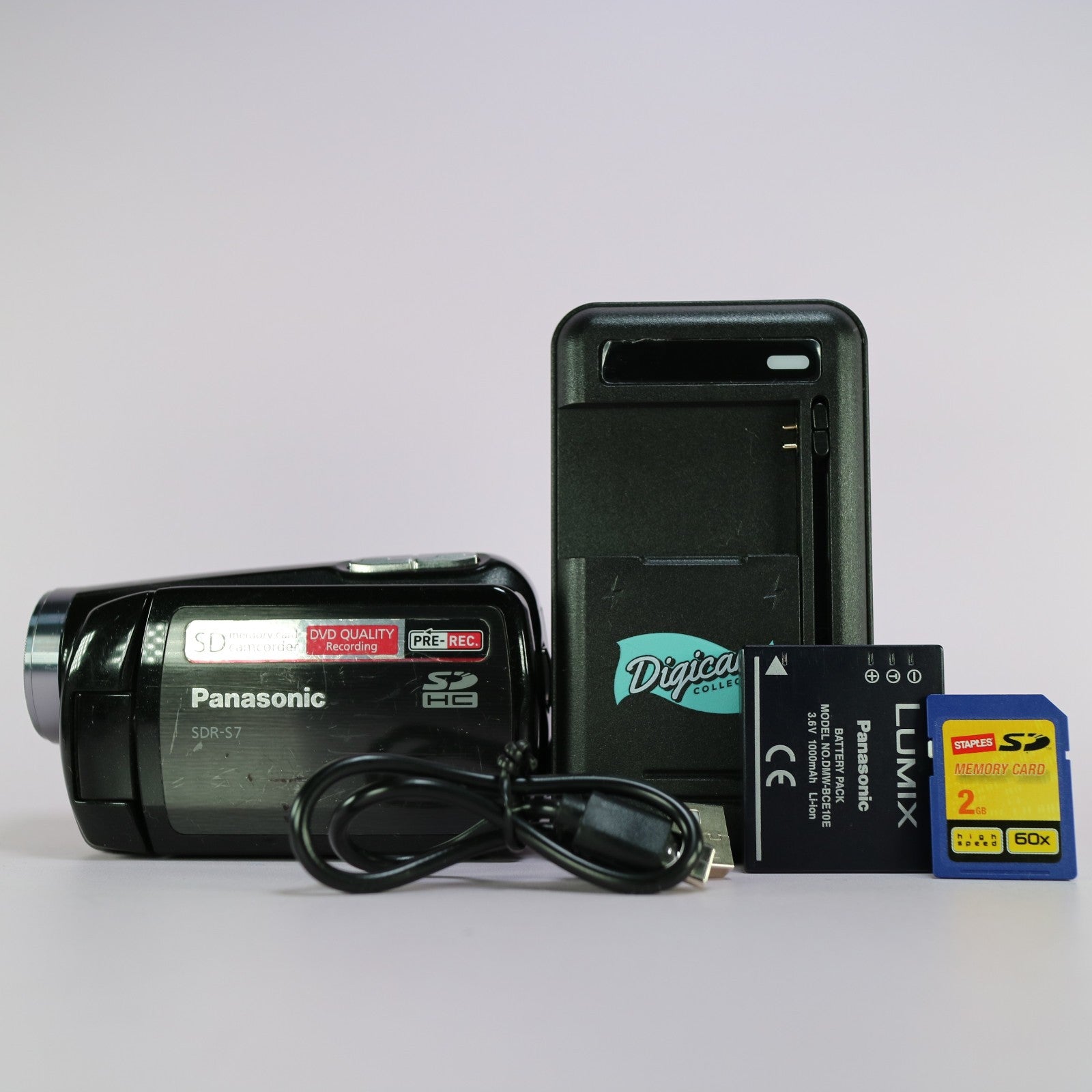 Panasonic SDR-S7 Handheld Digital Camcorder Black Tested Full Working Set
