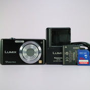 Panasonic Lumix DMC-FS15 12.1MP Digital Camera Black Tested Full Working Set