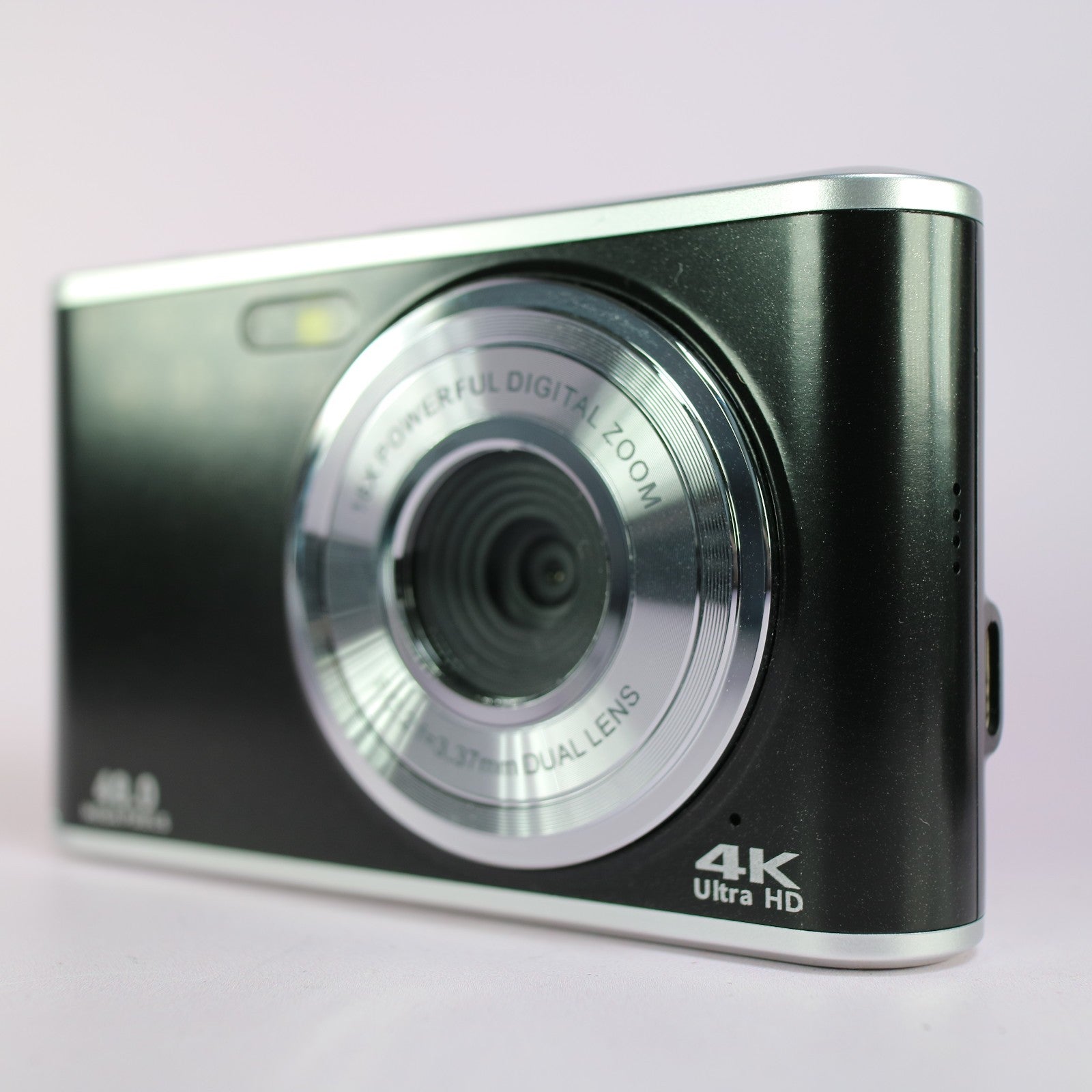 48.0MP Unbranded Compact Digital Camera Black Tested With Charger