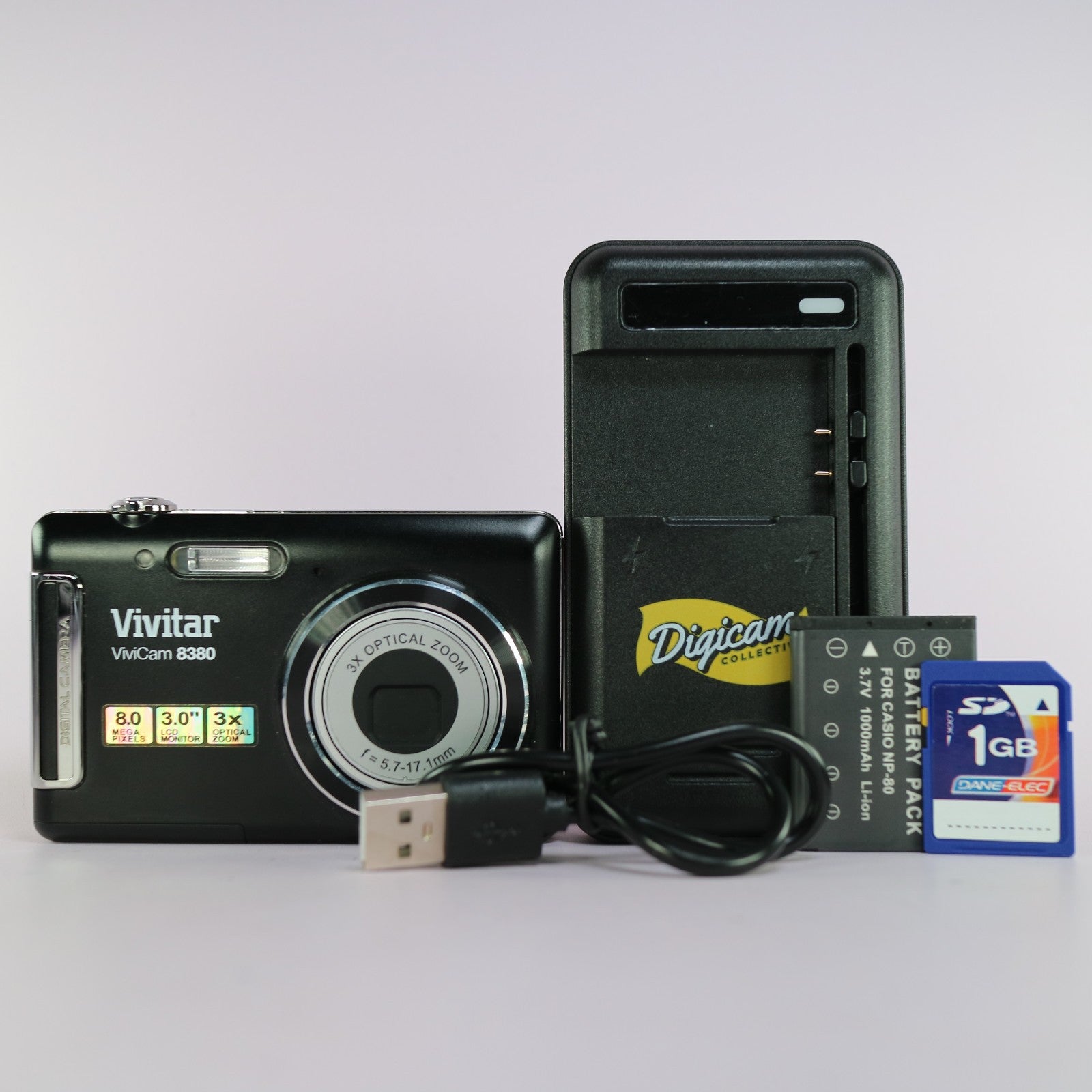 Vivitar Digital Camera Vivicam 8380 8.0MP Black Tested Full Working Set