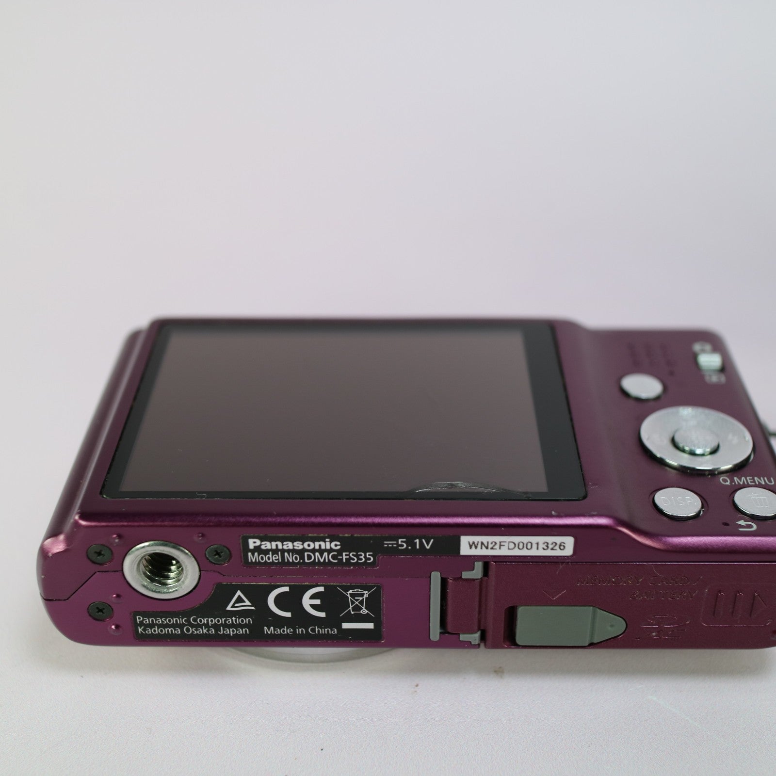 Panasonic Digital Camera Lumix DMC-FS35 16.1MP Purple Tested Full Working Set