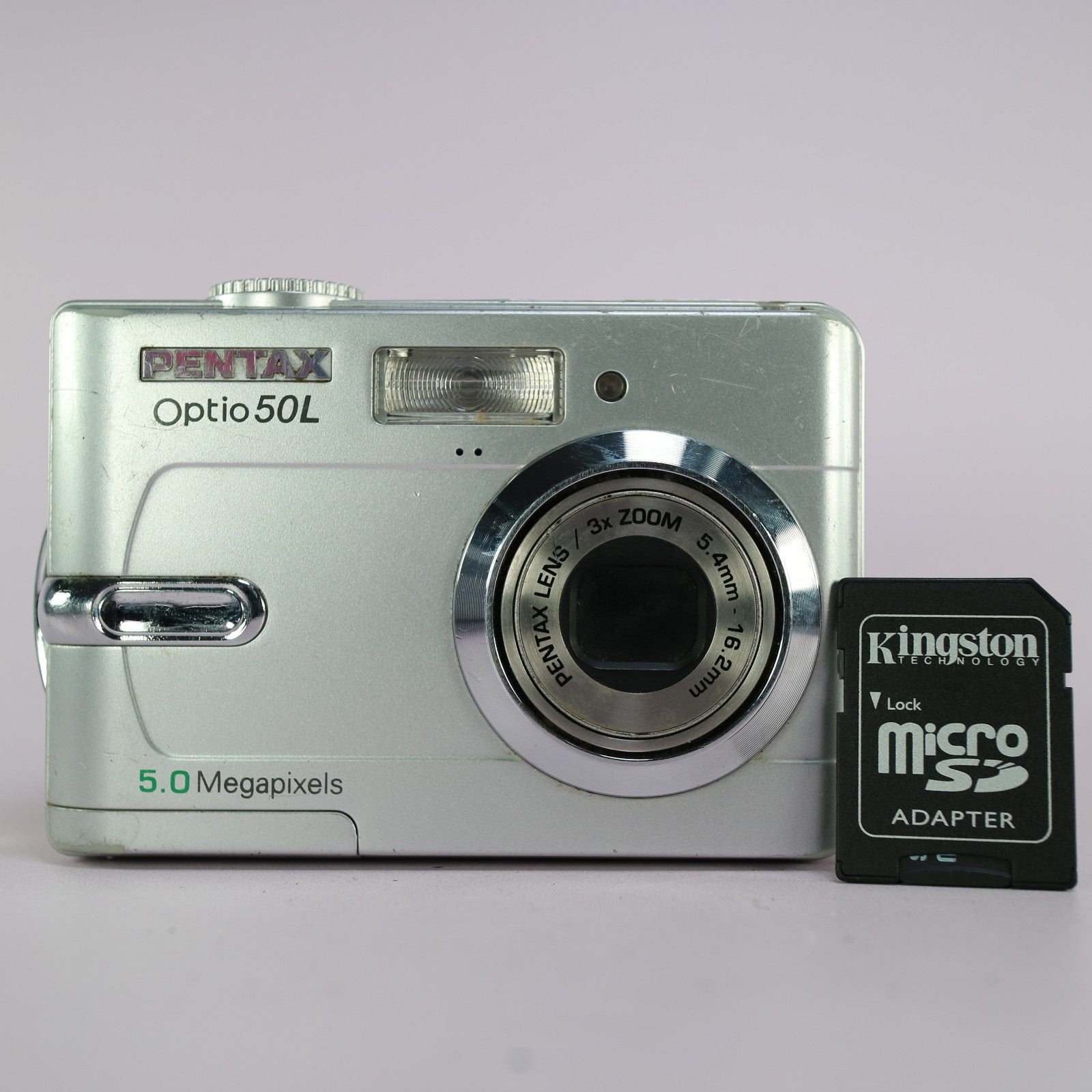 Pentax Optio 50L 5.0MP Compact Digital Camera Silver Tested