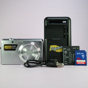 Panasonic Digital Camera Lumix DMC-FS45 16.1MP Silver Tested Full Working Set