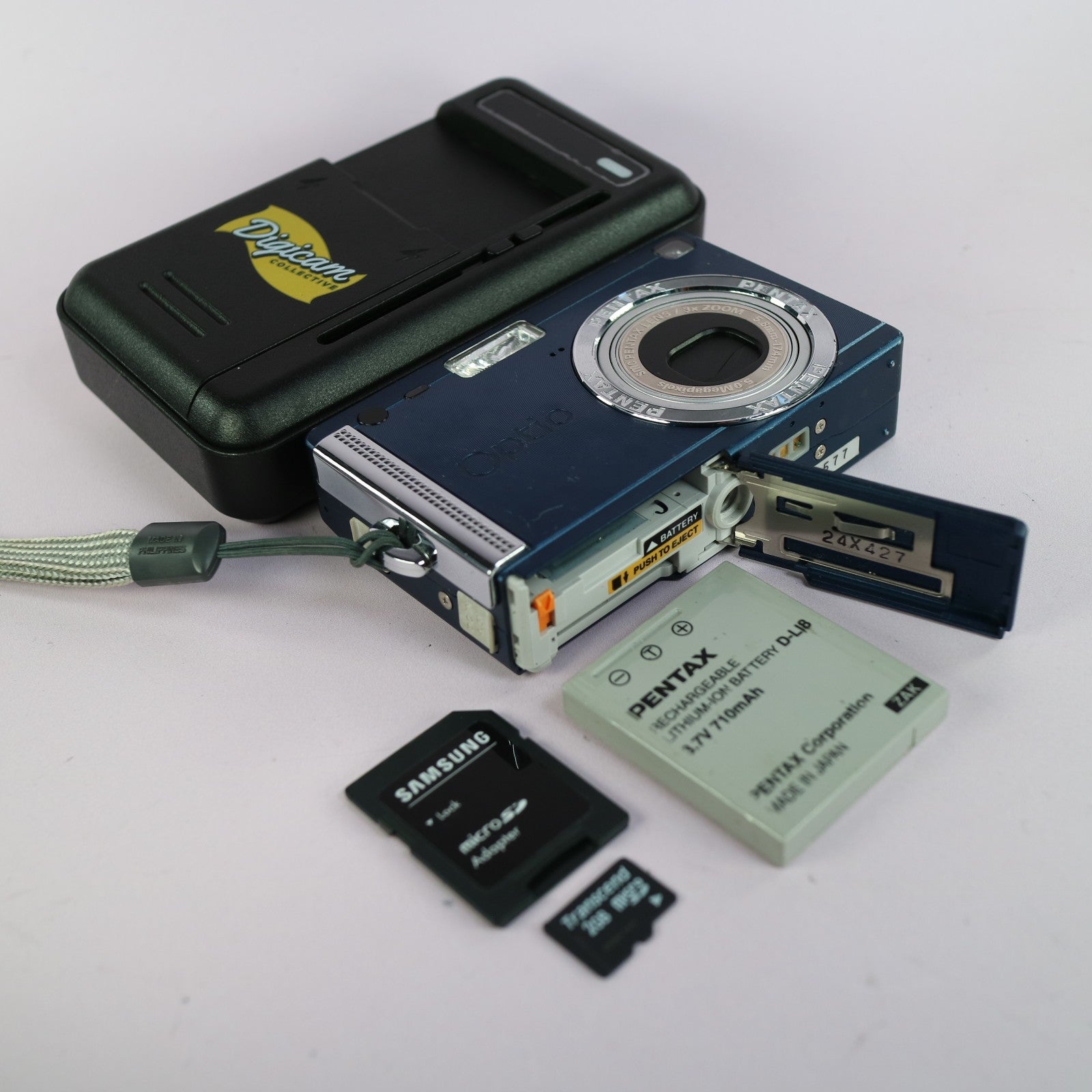 Pentax Digital Camera Optio S5i 5.0MP Blue Tested Full Working Set