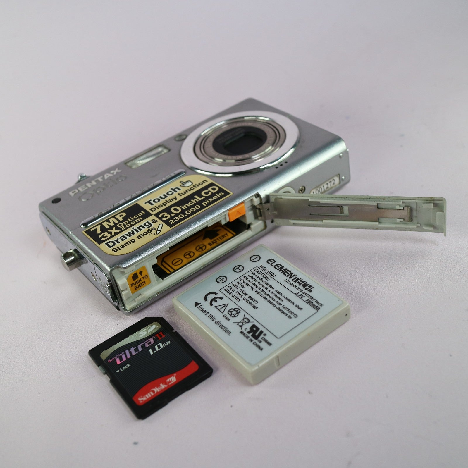 Pentax Optio T20 7.1MP Compact Touchscreen Digital Camera Silver Tested