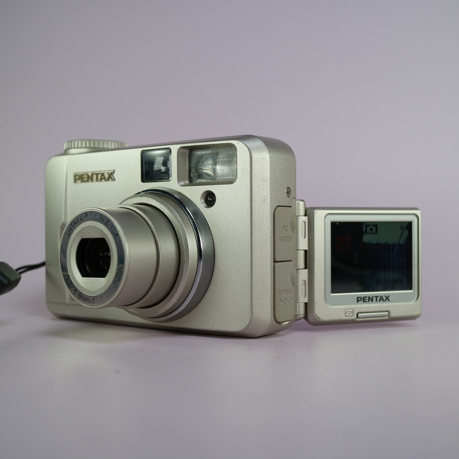 Pentax Digital Camera Optio 330GS 3.2MP Silver Flip Screen Tested