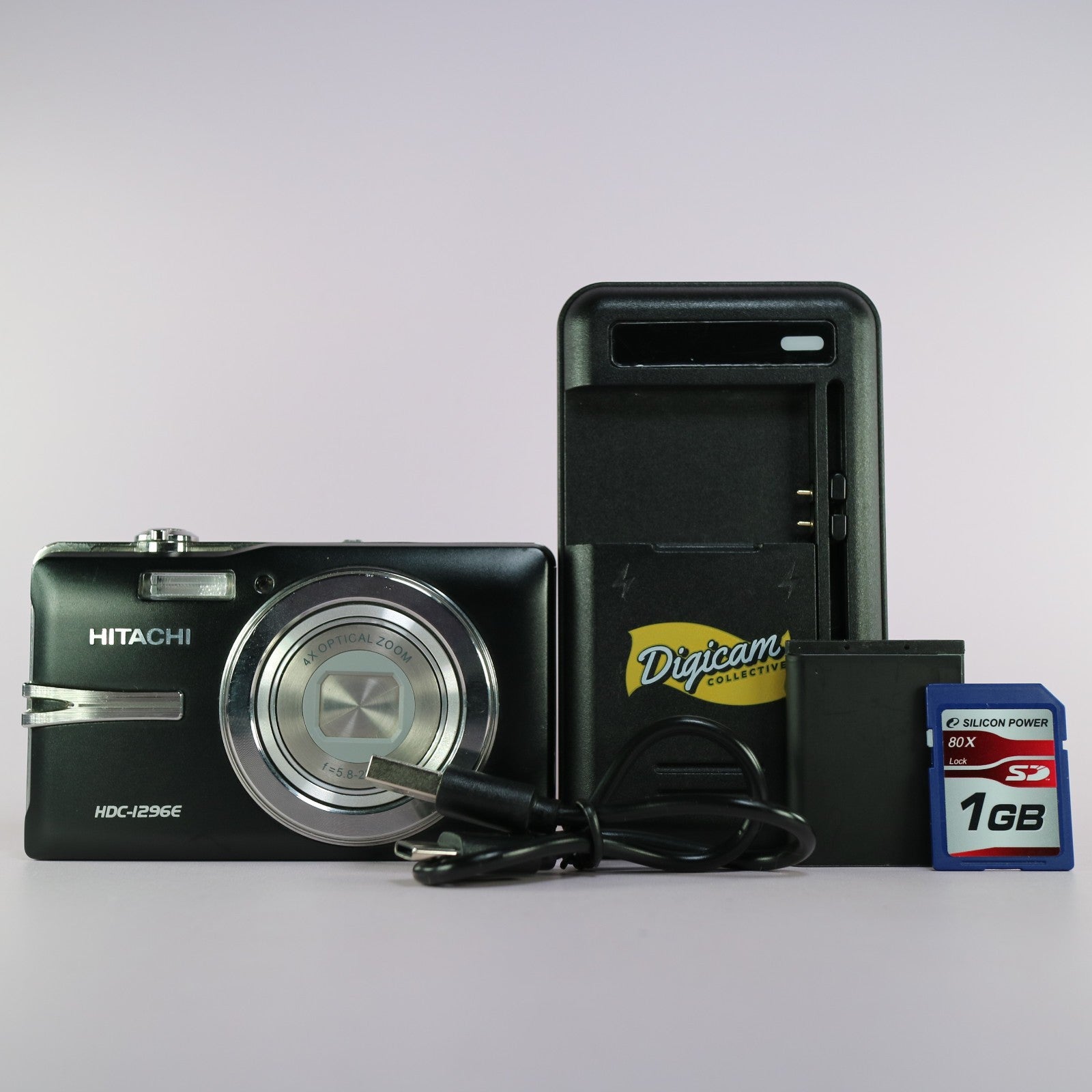 Hitachi Digital Camera HDC-1296E 12.1MP Black Tested Full Working Set