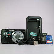 Panasonic Lumix DMC-FS15 12.1MP Digital Camera Black Tested Full Working Set