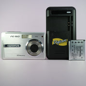 Olympus Digital Camera FE-160 6.0MP Silver Tested With Battery and Charger