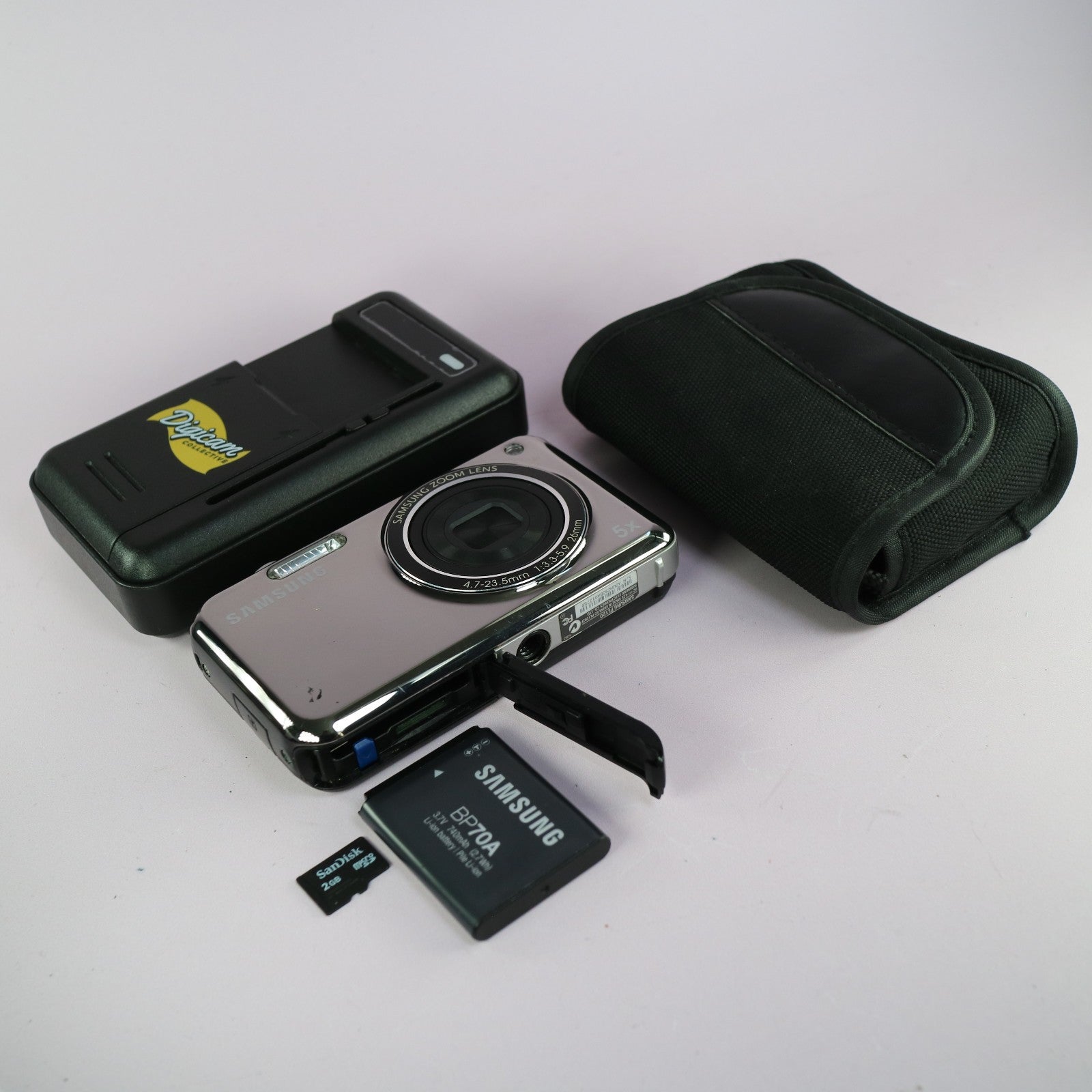 Samsung Digital Camera PL120 14.2MP Selfie Screen Silver Tested Full Working Set