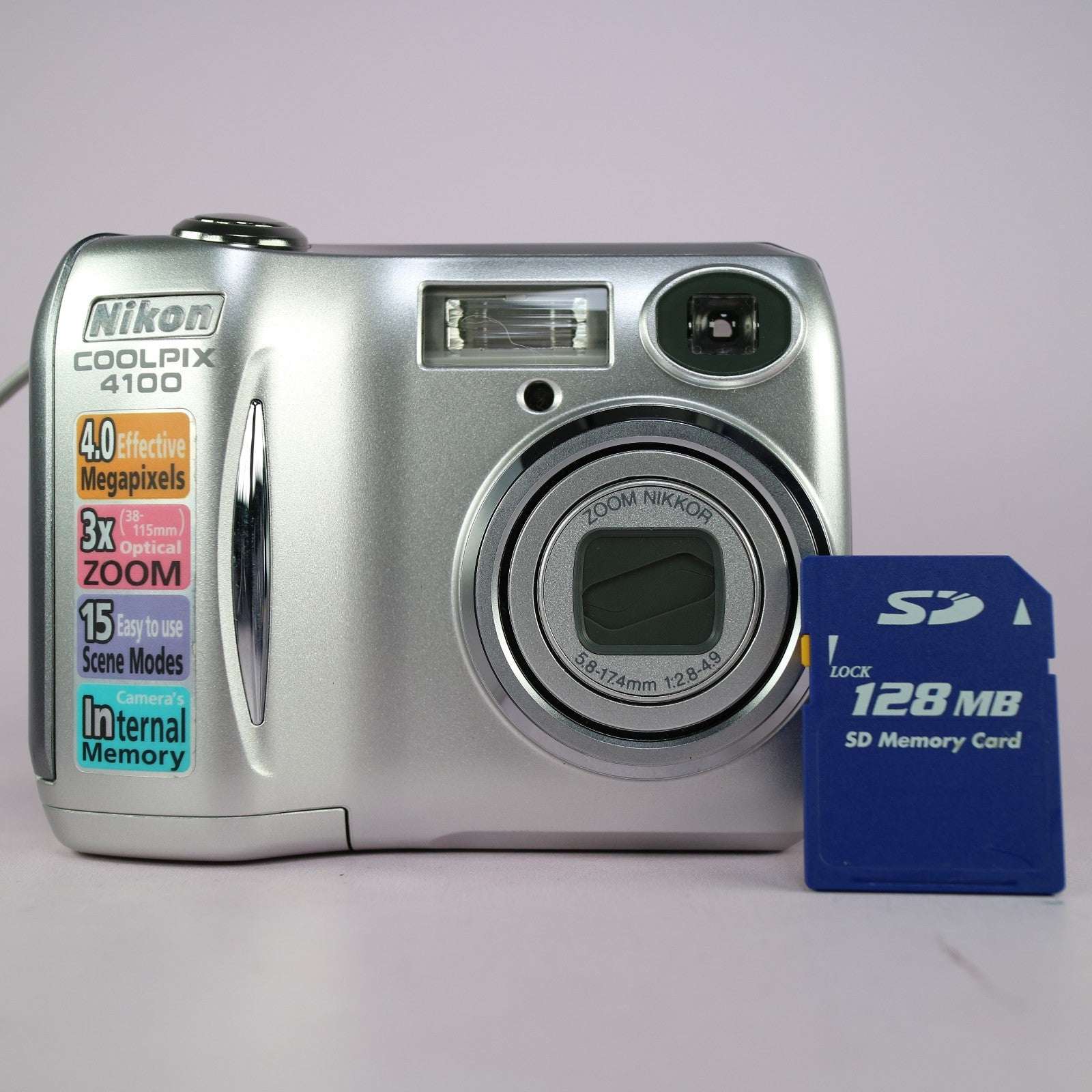 Nikon Digital Camera Coolpix 4100 4.0MP Silver Tested