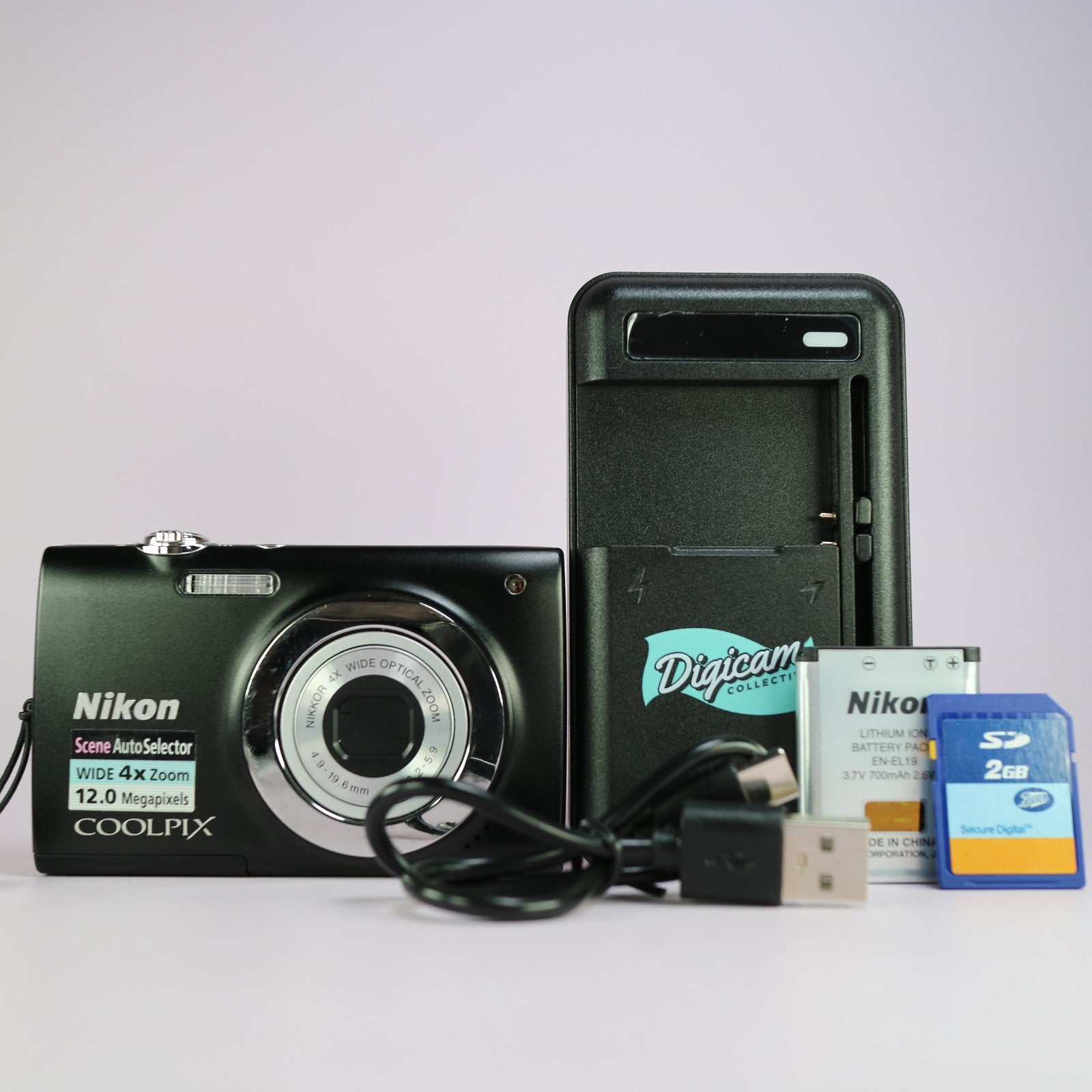 Nikon Digital Camera Coolpix S2500 12.0MP Black Tested Full Working Set