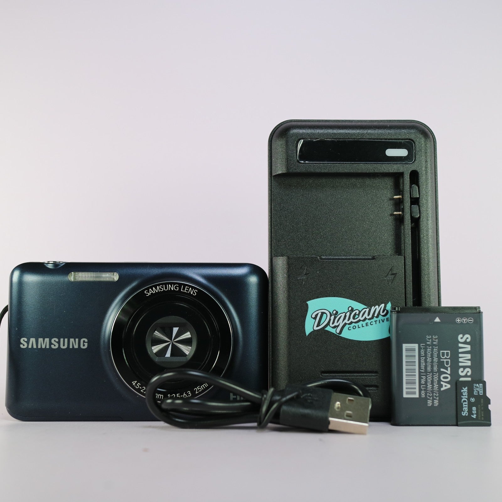 Samsung WiFi Digital Camera ES95 16.2MP Blue Tested Full Working Set
