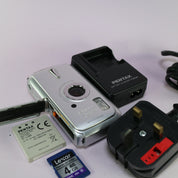 Pentax Underwater Digital Camera Optio W10 6.0MP Silver Tested Full Working Set