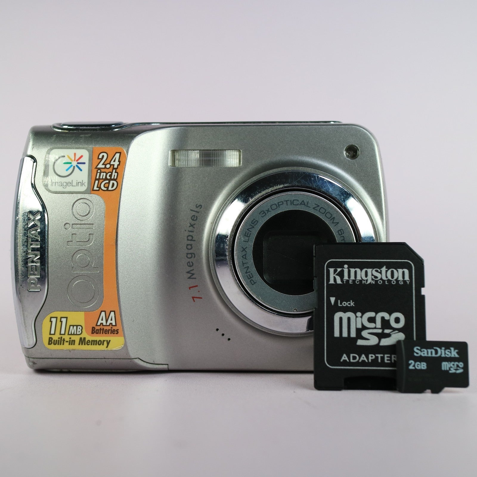 Pentax Optio E35 7.1MP Compact Digital Camera Silver Tested