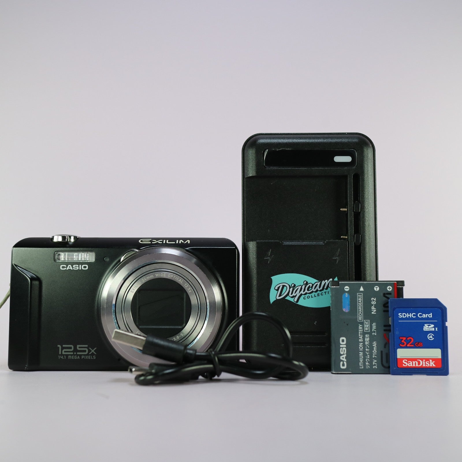 Casio Digital Camera Exilim EX-ZS100 14.1MP Black Tested Full Working Set