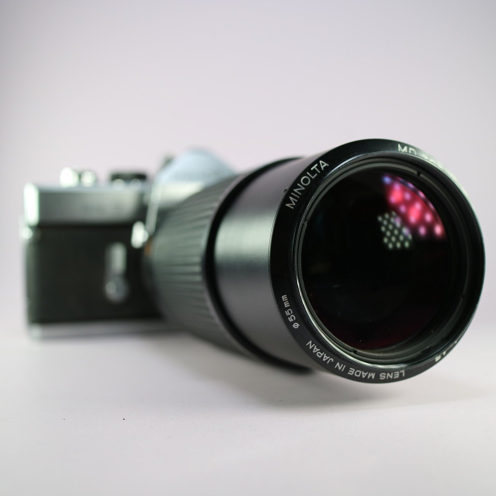 Minolta SR-7 35mm Film SLR Camera Silver w/ MD Rokkor 75-200mm f/4.5 Lens Tested