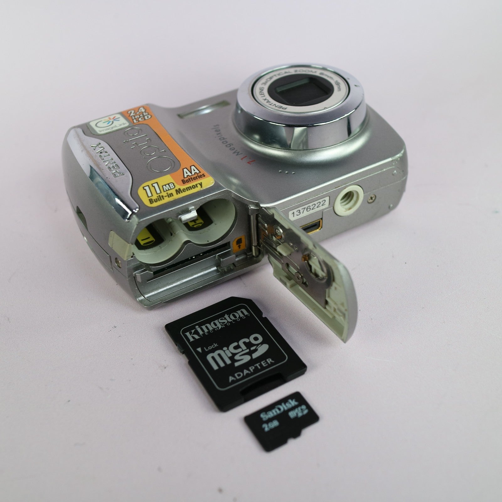 Pentax Optio E35 7.1MP Compact Digital Camera Silver Tested