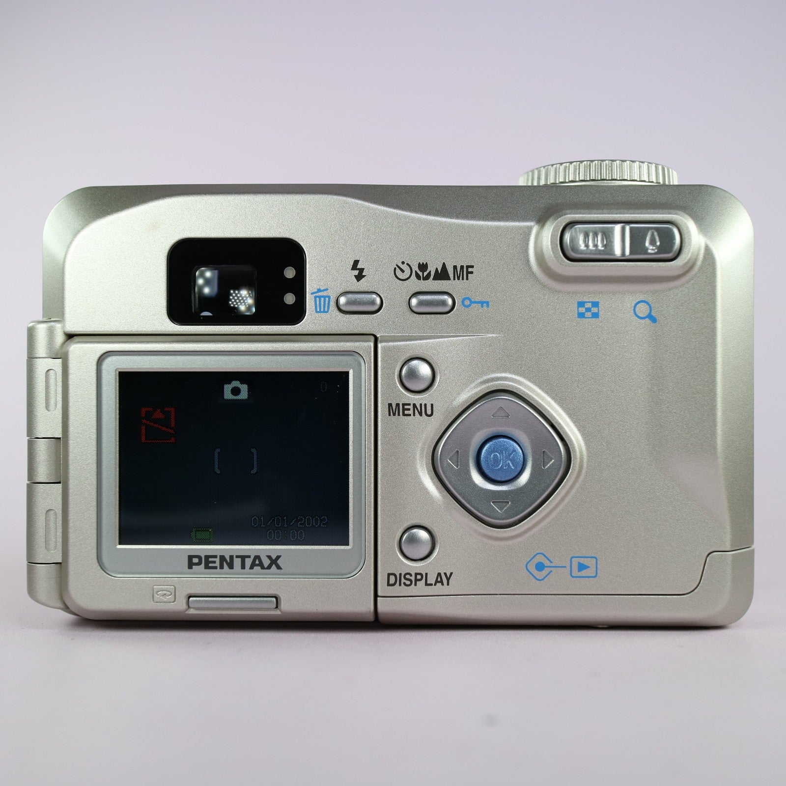 Pentax Digital Camera Optio 330GS 3.2MP Silver Flip Screen Tested