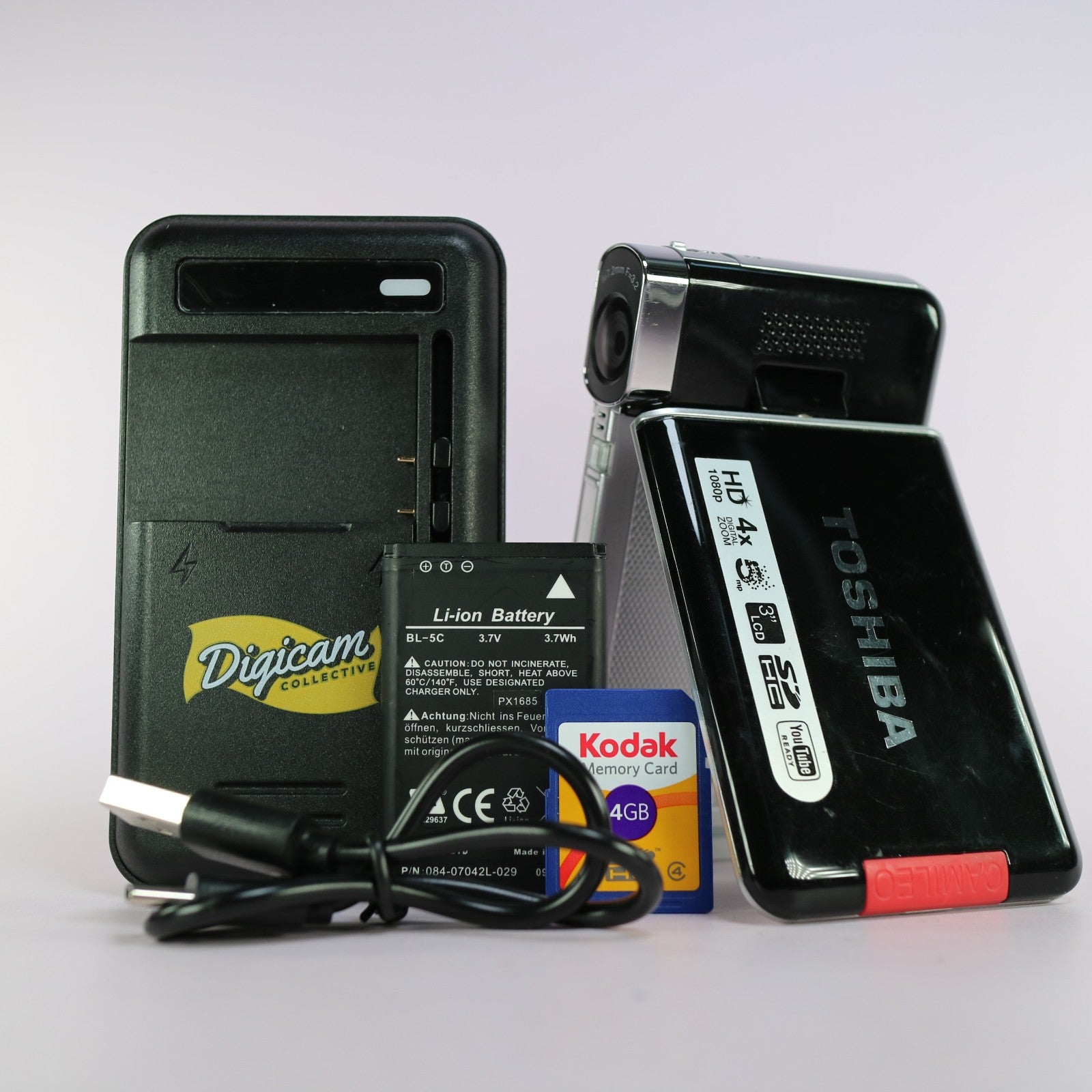 Toshiba Camileo S20 Compact HD Video Camcorder Black Tested Full Working Set