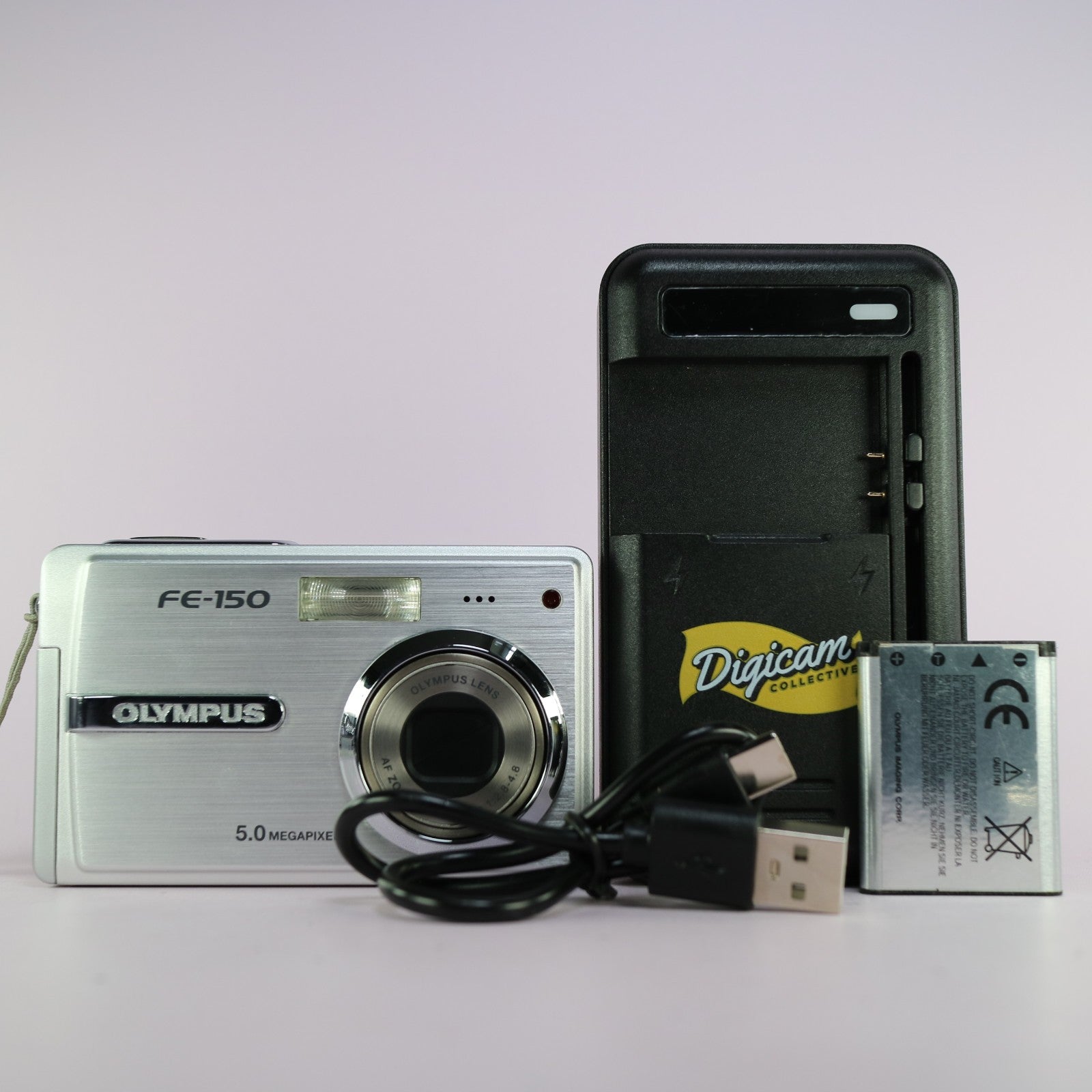Olympus Digital Camera FE-150 5.0MP Silver Tested Full Set