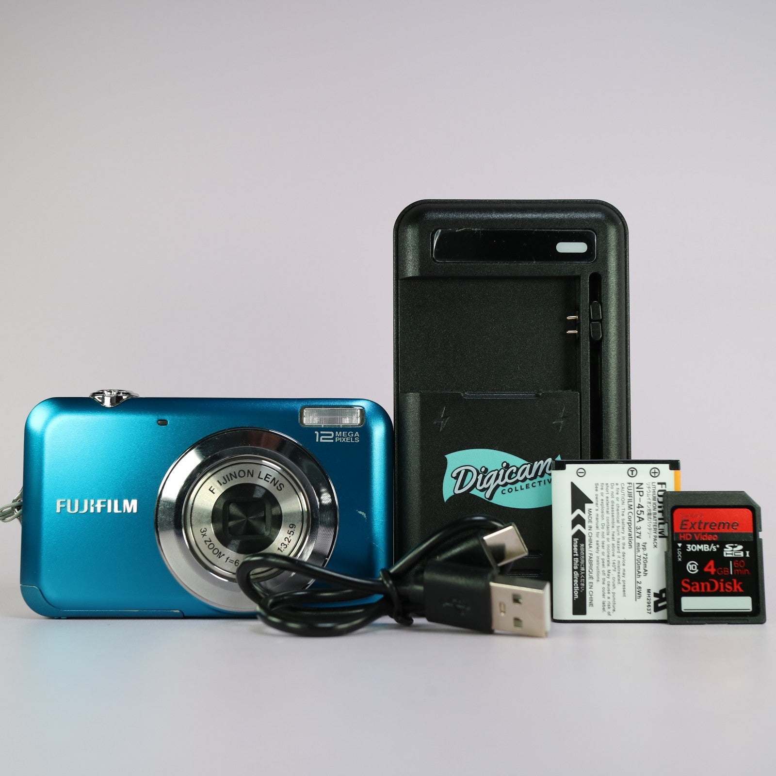 Fujifilm Digital Camera FinePix JV100 12.0MP Blue Tested Full Working Set