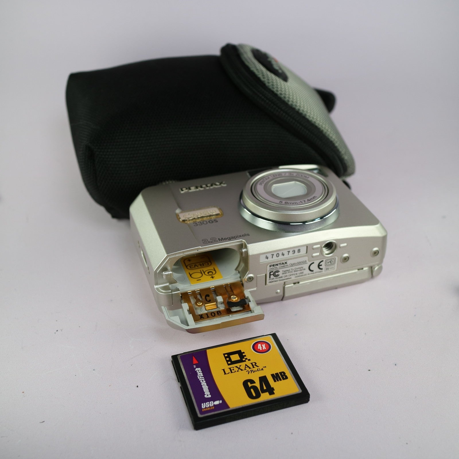 Pentax Digital Camera Optio 330GS 3.2MP Silver Flip Screen Tested