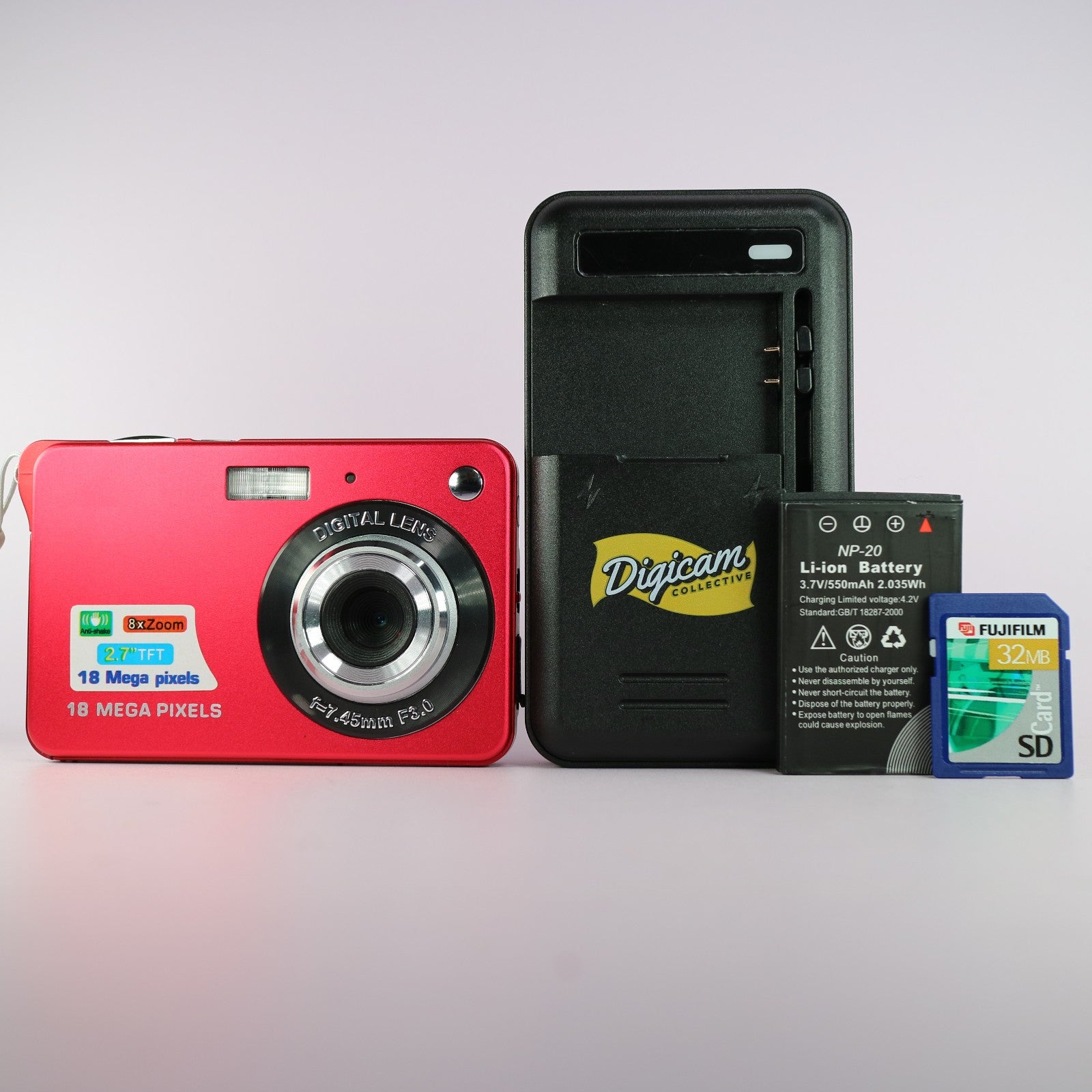 18.0MP Unbranded Compact Digital Camera Red Tested Full Working Set