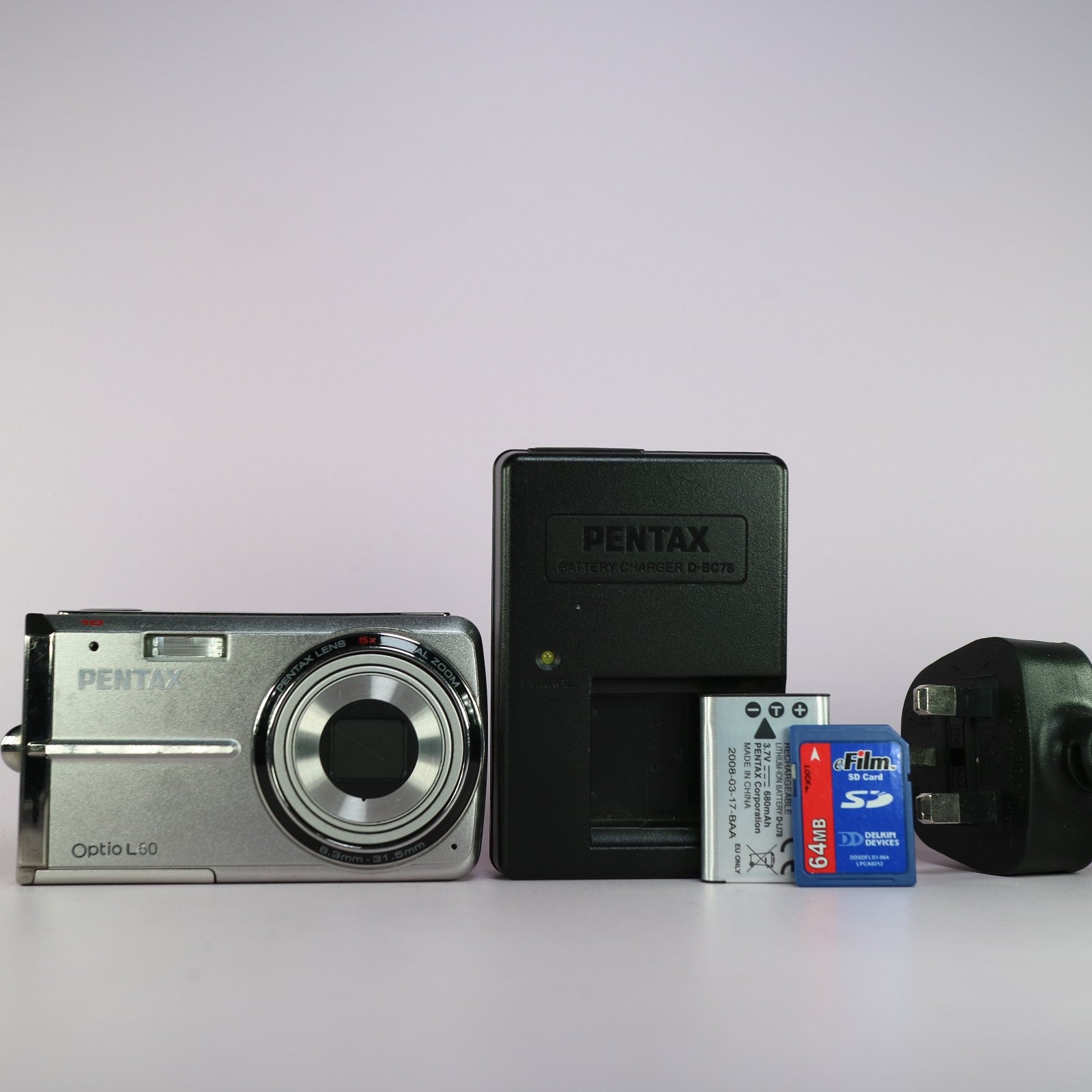Pentax Digital Camera Optio L60 10.0MP Silver Tested Full Working Set